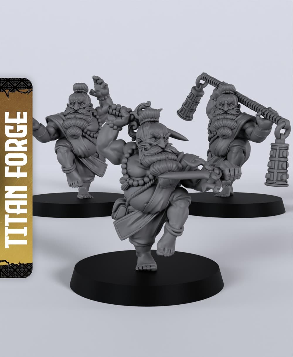 Dwarf Male Monk - With Free Dragon - 5e DnD Inspired for RPG and Wargamers 3d model