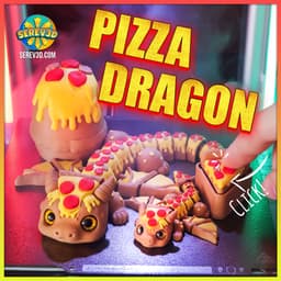 Pizza Dragon Flexi - Clicker Tail Fidget, Keychain Baby Dragon & Pizza Egg Container STL/3MF 3d model
