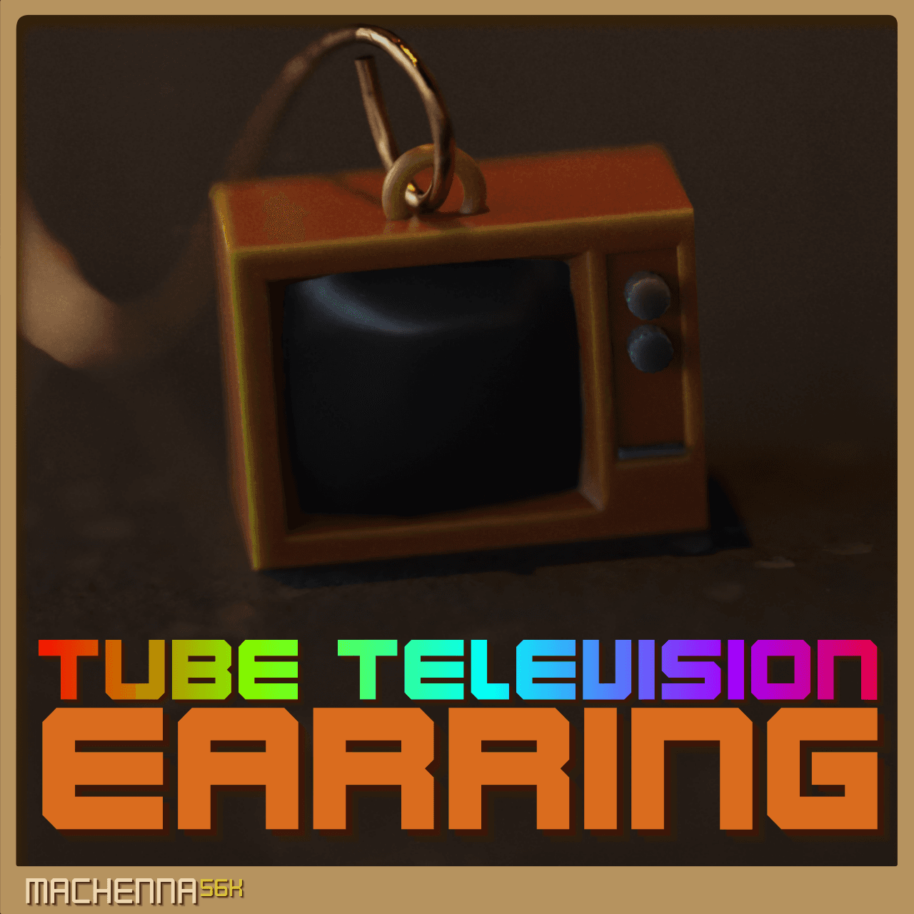Tube Television Earrings | 80s Retro 3d model
