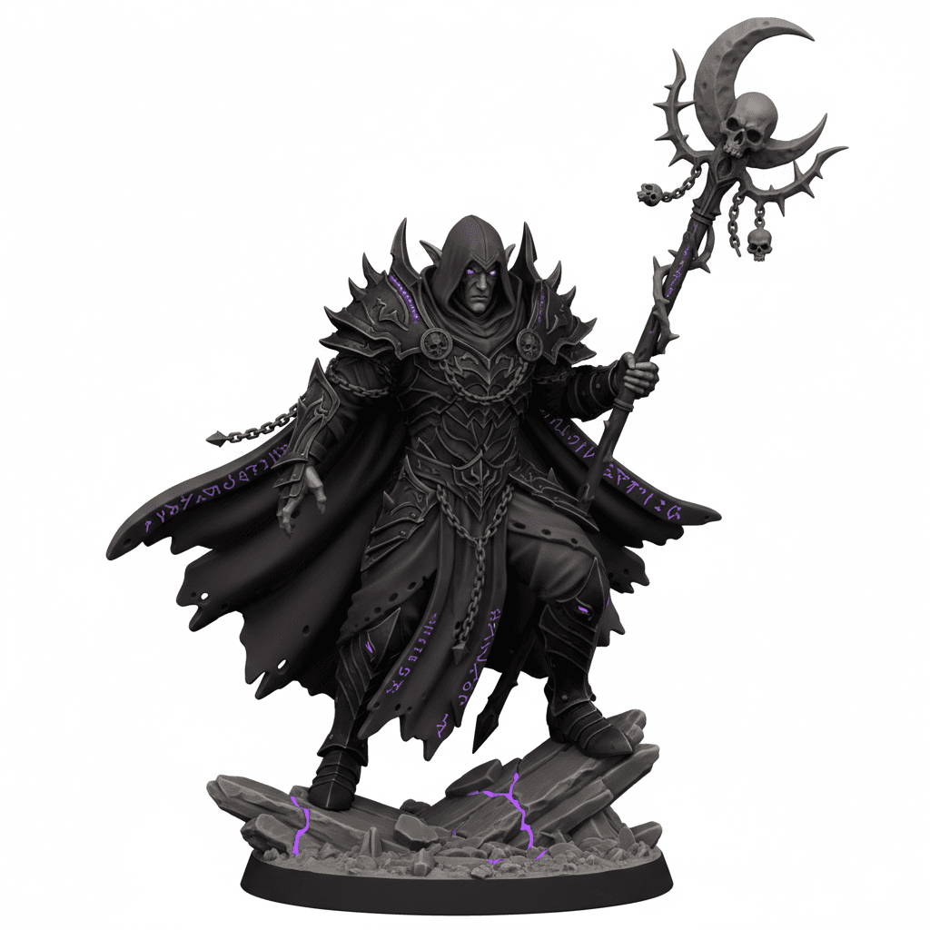 Dark Elf War Priest Moon Staff Premium STL 3d model