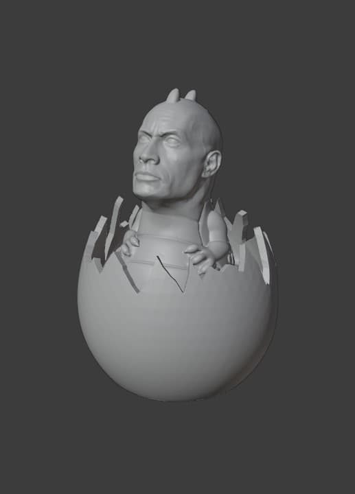 Baby Rockodile (The Rock + Crocodile + Egg Shell) 3d model