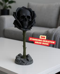 FORBIDDEN ROSE / ROSE WITH SKELETON HEAD ROSE AND STEM / GOTHIC DECOR / HALLOWEEN 3d model