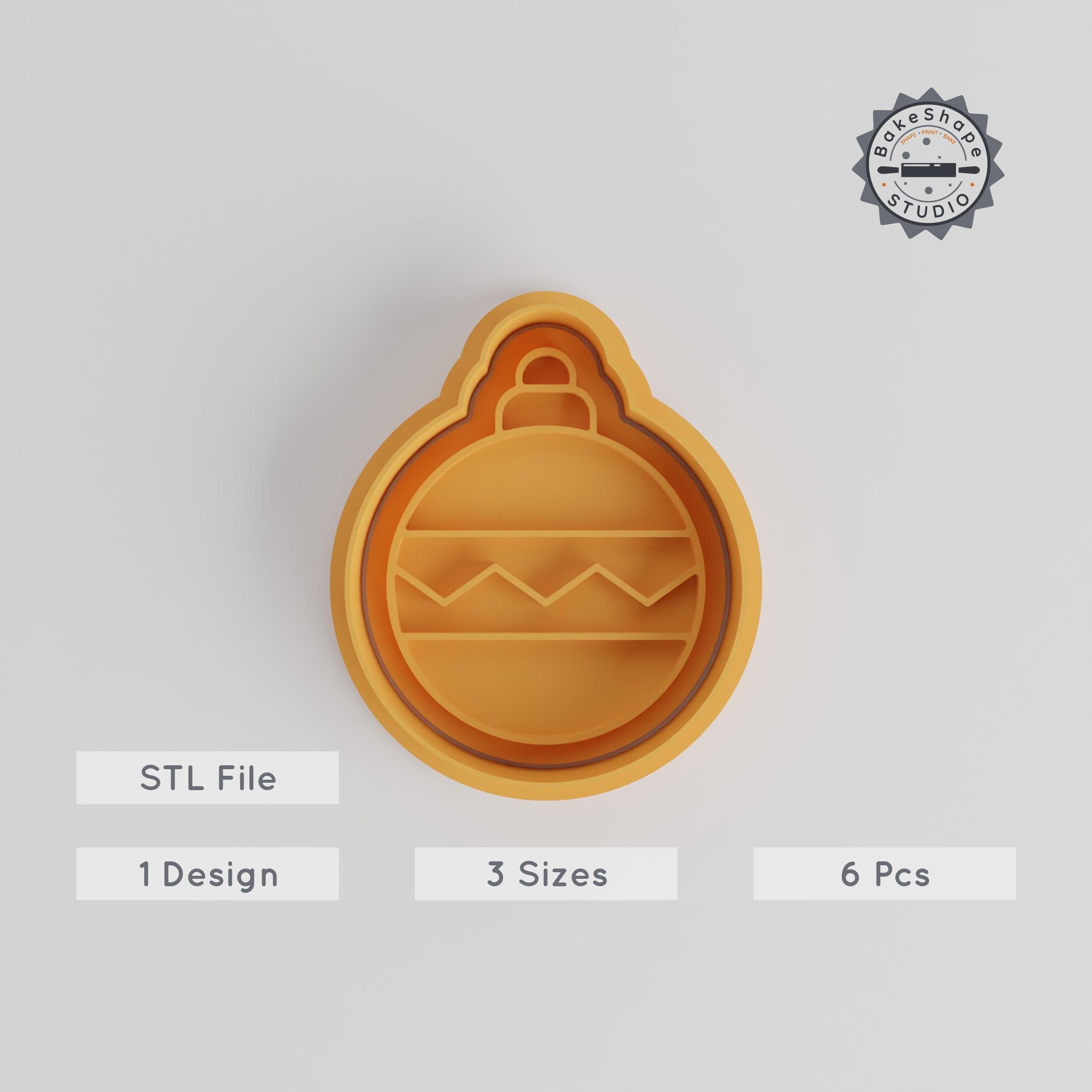 Christmas Ornament Cookie Cutter & Stamp Set, Festive Holiday Decorations, 6-Piece with Tree Bauble Designs, 3 Sizes PRODUCT_4240 3d model