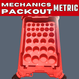 Milwaukee Mechanics Packout Tray - Metric 29x Deep Socket Holder β Milwaukee Packout Compatible 3d model