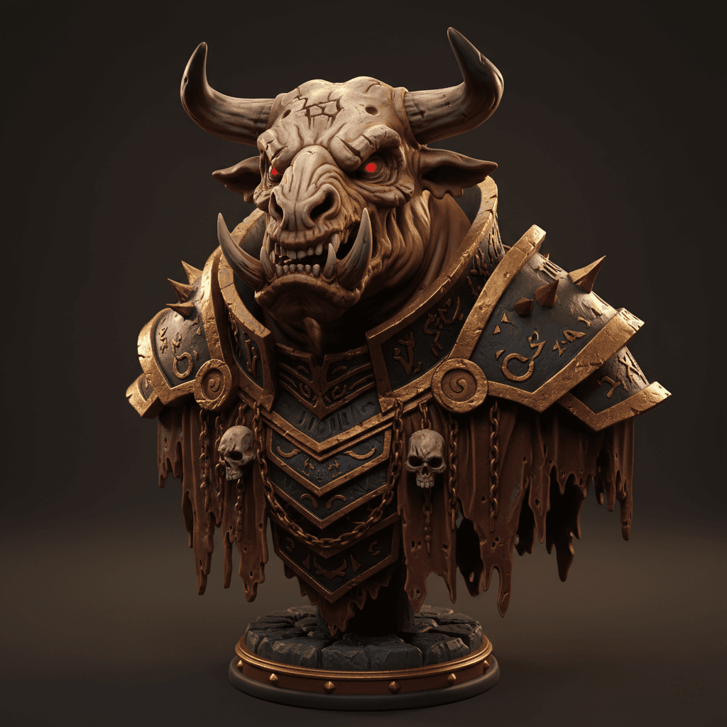 Undead Bull Bust Warrior Detailed STL Download 3d model