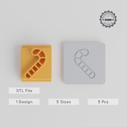 Candy Cane Stamp Tile Set, 5 Motif Sizes 20-40mm, Christmas Sweet & Holiday Baking for Clay, Cookies, Fondant PRODUCT_4594 3d model
