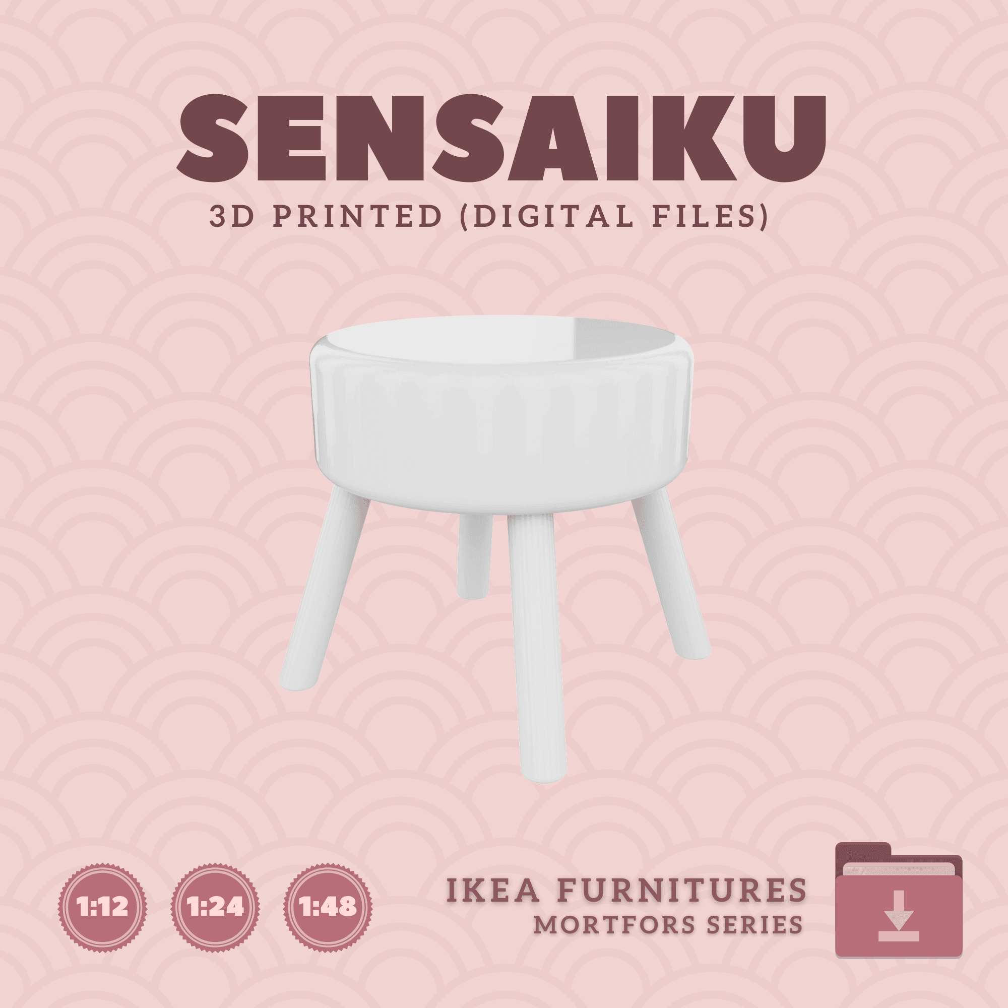 Miniature Replica 38. MORTFORS Pouffe for Miniature Dollhouse - IKEA - 3D Print Instant Download 3d model