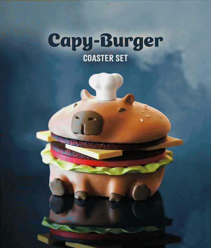 Capy-Burger Coaster Set 3d model
