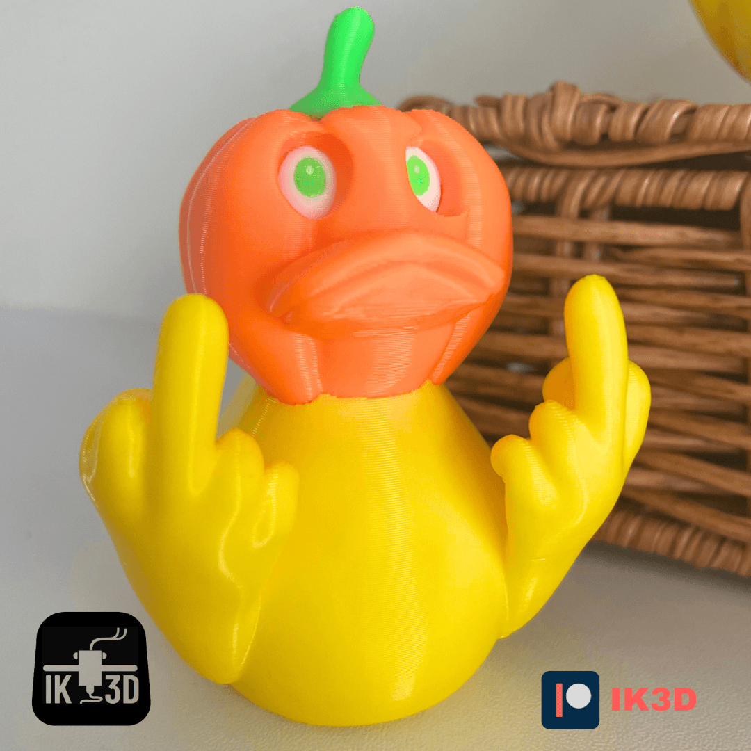 Duck You! Middle Finger Duck Pumpkin Head / No Supports 3d model