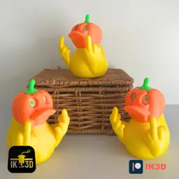 Duck You! Middle Finger Duck Pumpkin Head / No Supports 3d model