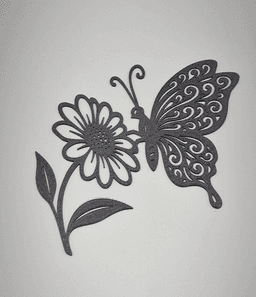 Butterfly and Daisy Floral 2D Wall Art.stl 3d model