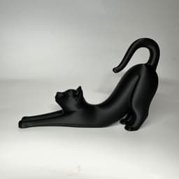 Stretching Cat – Minimal Black Cat Statue 3d model