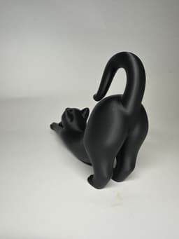 Stretching Cat – Minimal Black Cat Statue 3d model