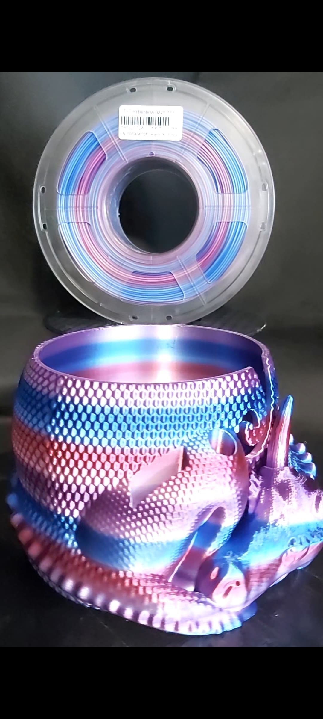 Looks amazing with rainbow filament also.
Great work