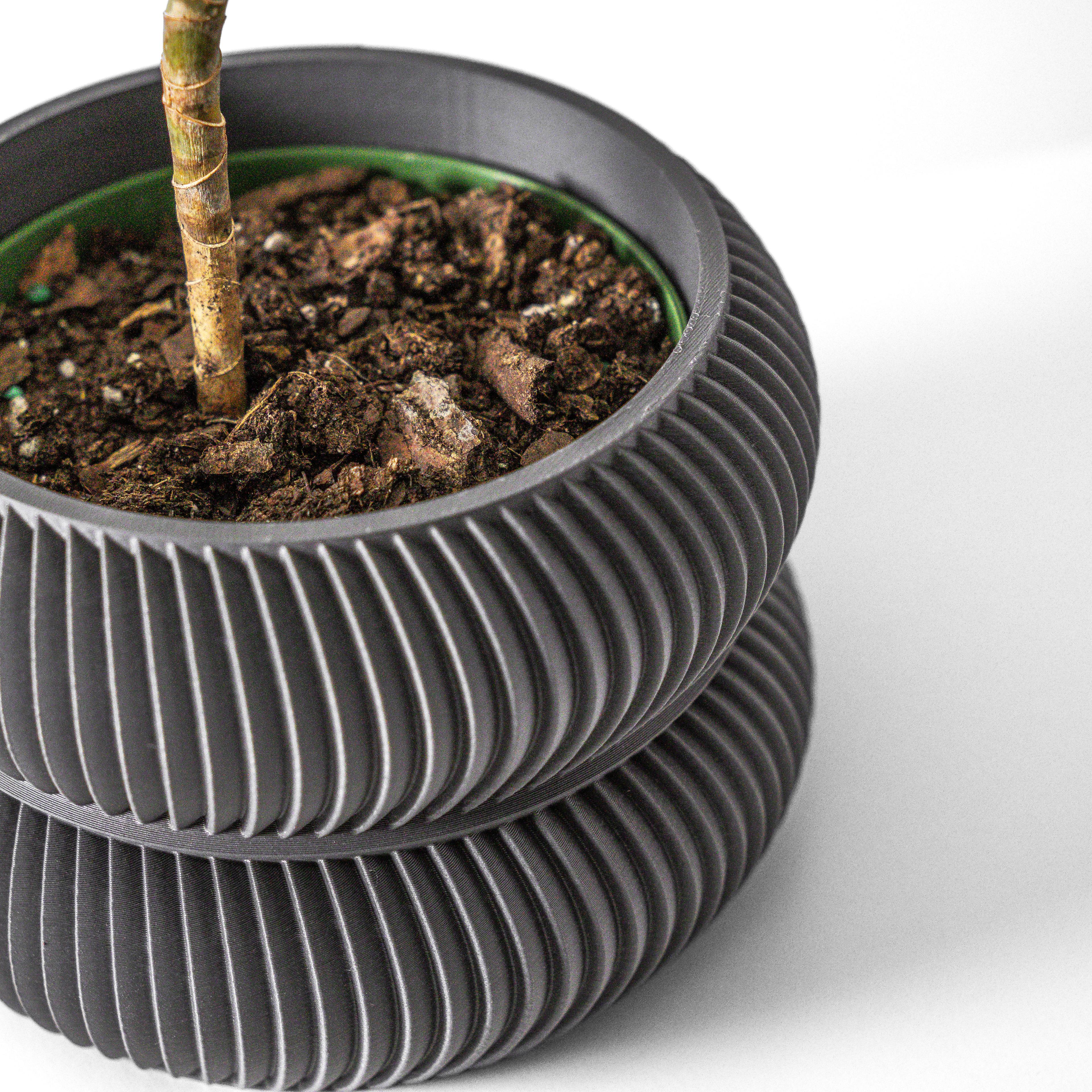 The Miko Planter Pot with Drainage Tray & Stand: Modern and Unique Home Decor for Plants 3d model