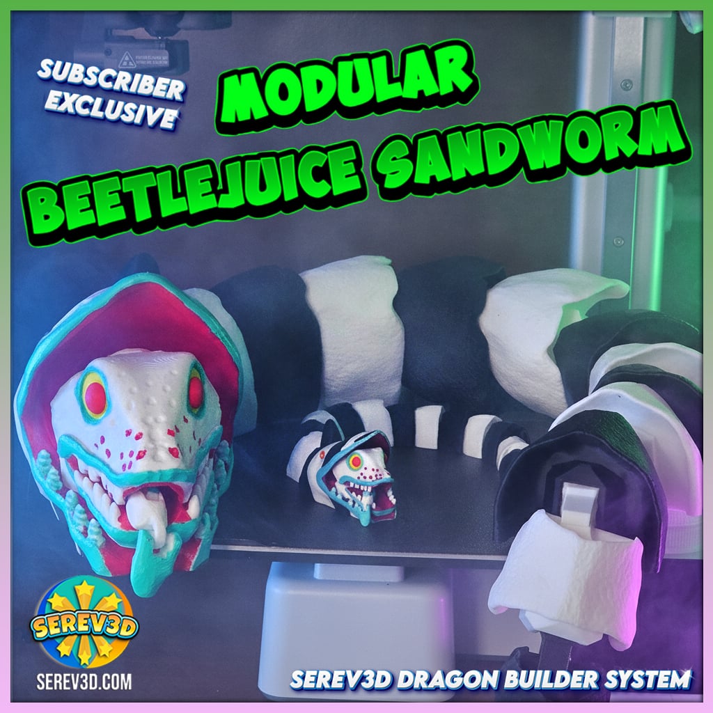 Beetlejuice Sandworm 2026 (Modular) - Build Any Length Flexi Sandworm, Dragon Builder System 3MF 3d model