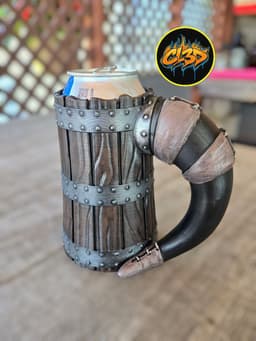 Wood Viking Horn Handle Can Koozie - 12oz & Tallboy 3d model