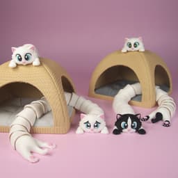 Articulated Cat & Cat House/Fun Slide Set 3d model