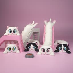 Articulated Cat & Cat House/Fun Slide Set 3d model