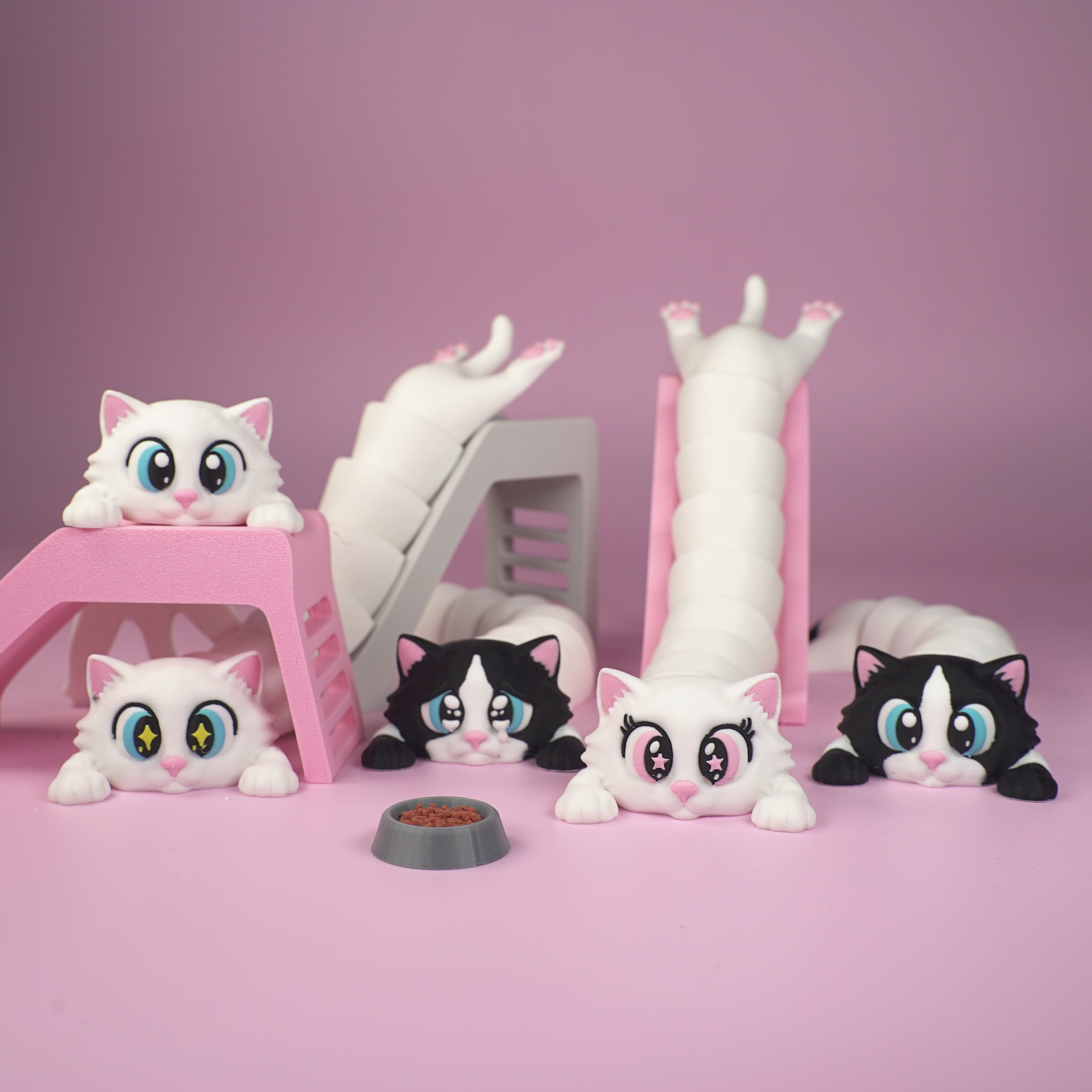 Articulated Cat & Cat House/Fun Slide Set 3d model