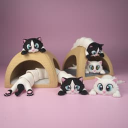 Articulated Cat & Cat House/Fun Slide Set 3d model