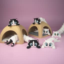 Articulated Cat & Cat House/Fun Slide Set 3d model