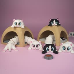 Articulated Cat & Cat House/Fun Slide Set 3d model