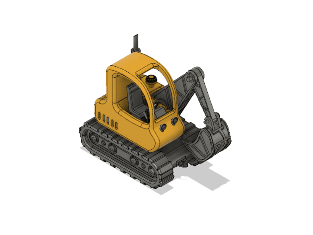 Yellow Excavator version 2 with Movements 3d model