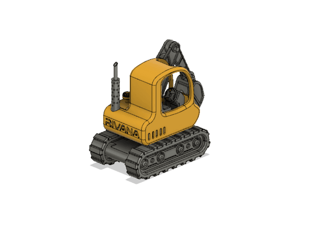 Yellow Excavator version 2 with Movements 3d model