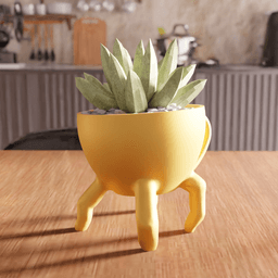 Quirky Standing Teacup Planter with Legs 3d model