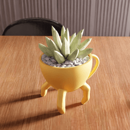 Quirky Standing Teacup Planter with Legs 3d model