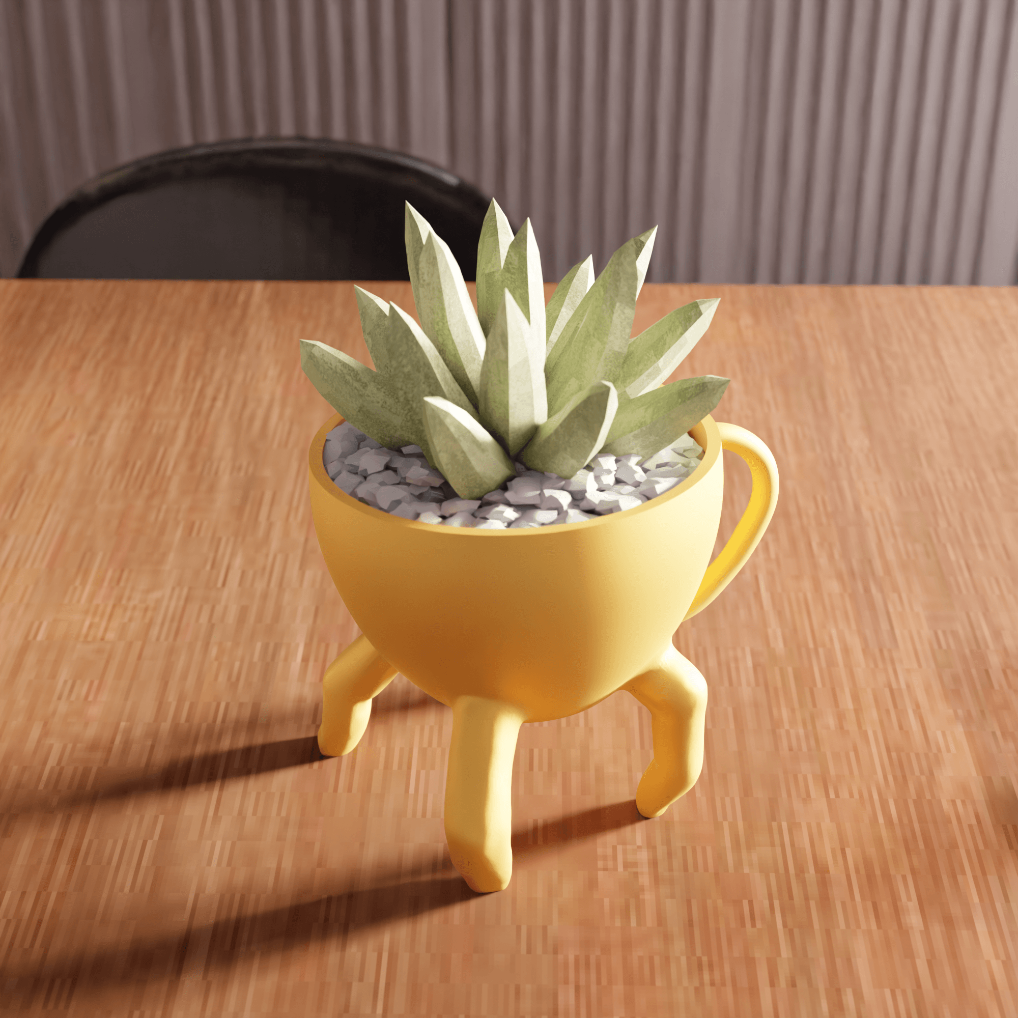 Quirky Standing Teacup Planter with Legs 3d model