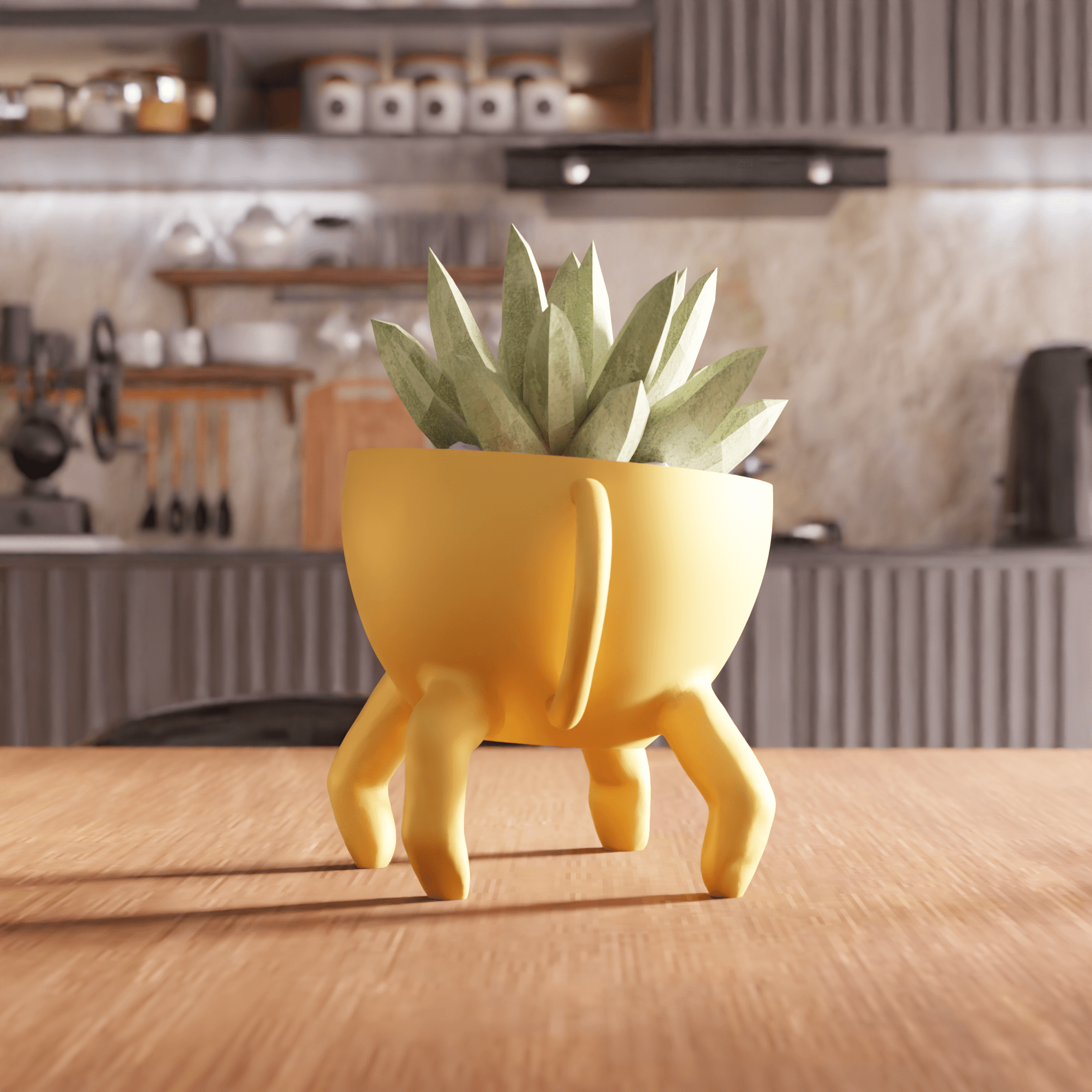 Quirky Standing Teacup Planter with Legs 3d model