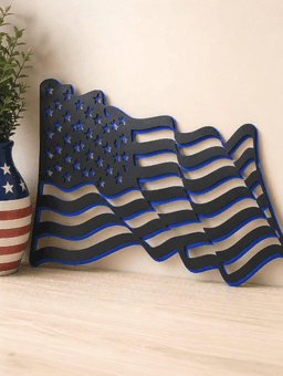 wavy usa flag 4th of July wall art home decor 3d model