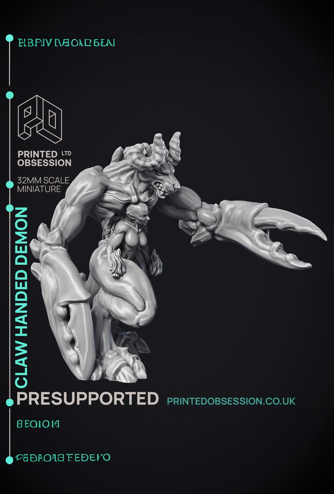 Claw Handed Demon - Greater Demon - PRESUPPORTED - 32 mm scale 3d model