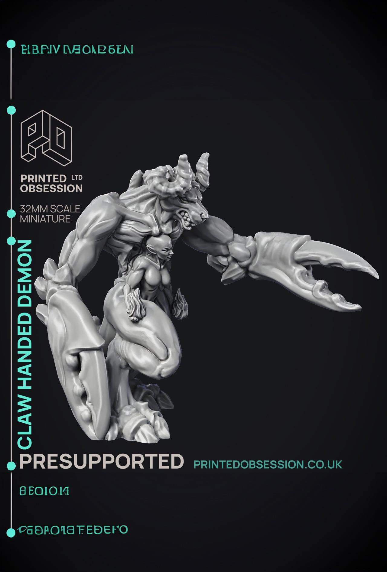 Claw Handed Demon - Greater Demon - PRESUPPORTED - 32 mm scale 3d model