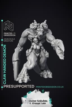 Claw Handed Demon - Greater Demon - PRESUPPORTED - 32 mm scale 3d model