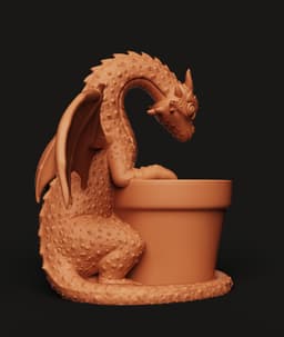 Dragon Planter Figurine | Mythical Creature Pot Decor | Guardian Dragon Statue 3d model