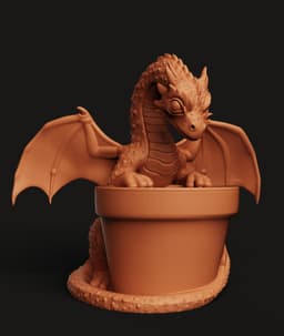 Dragon Planter Figurine | Mythical Creature Pot Decor | Guardian Dragon Statue 3d model