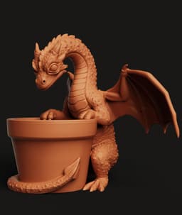 Dragon Planter Figurine | Mythical Creature Pot Decor | Guardian Dragon Statue 3d model