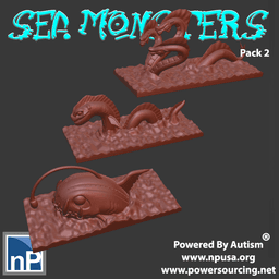 Mini Sea Monsters, pack 2 3d model