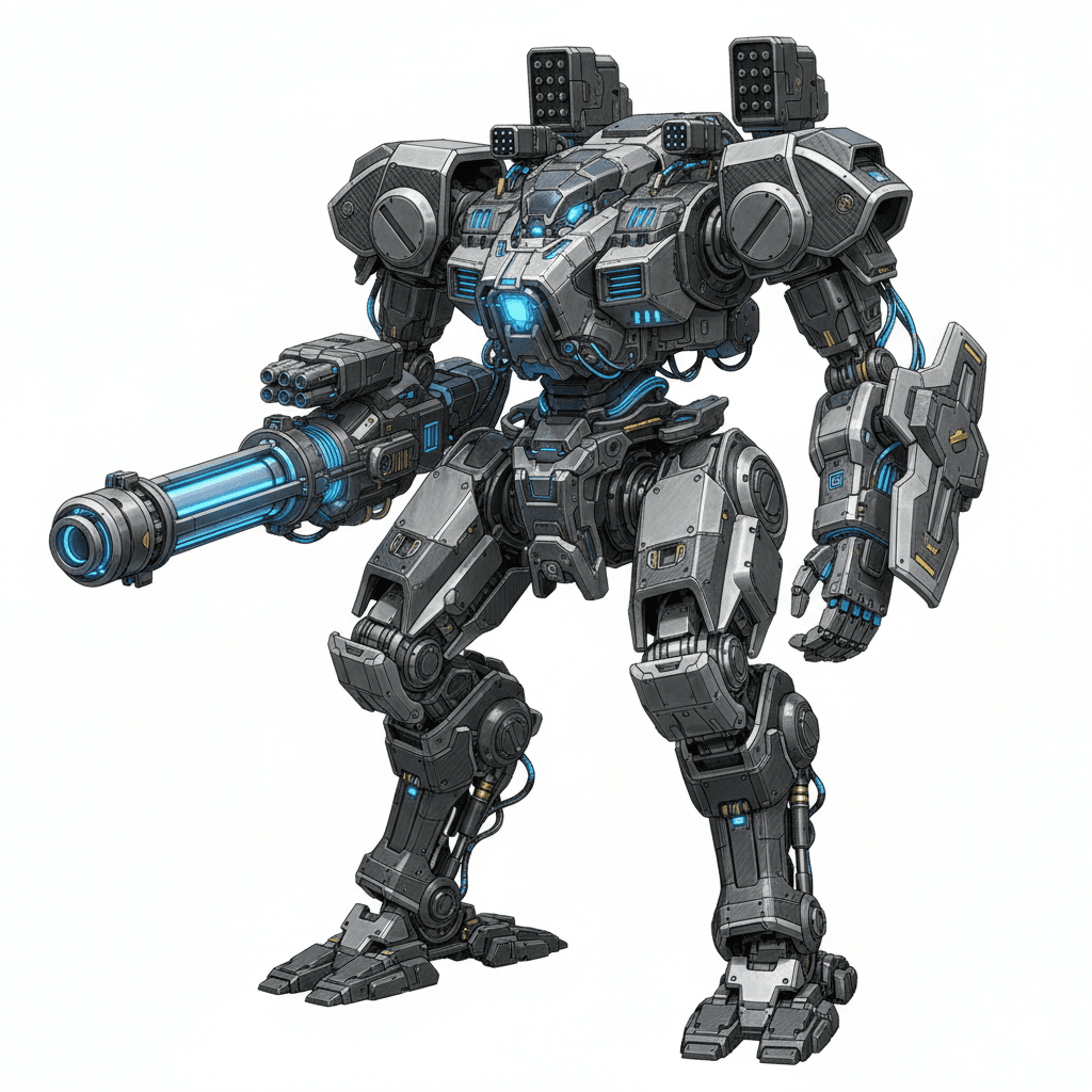 Military Mechs : Magnetic Rail Cannon Mech 3d model