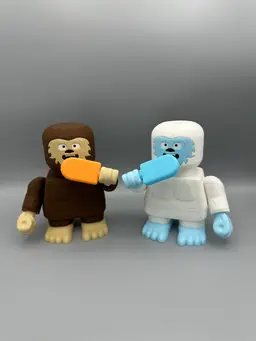 Bigfoot and Yeti enjoying some ice pops 3d model