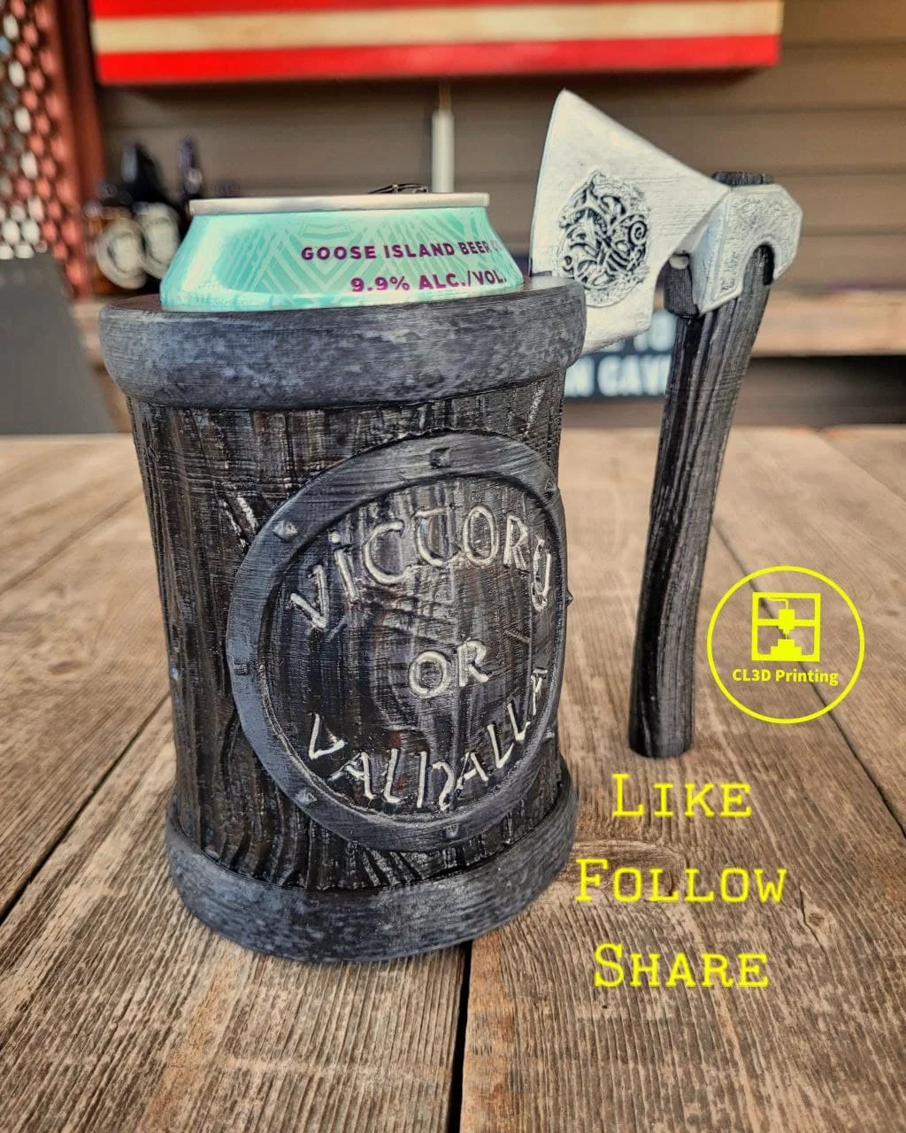 Victory or Valhalla Stylized Wood Koozie with Axe Handle 3d model