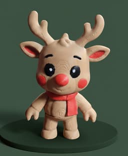 Mini Flexi Reindeer + Fridge magnet and keychain 3d model