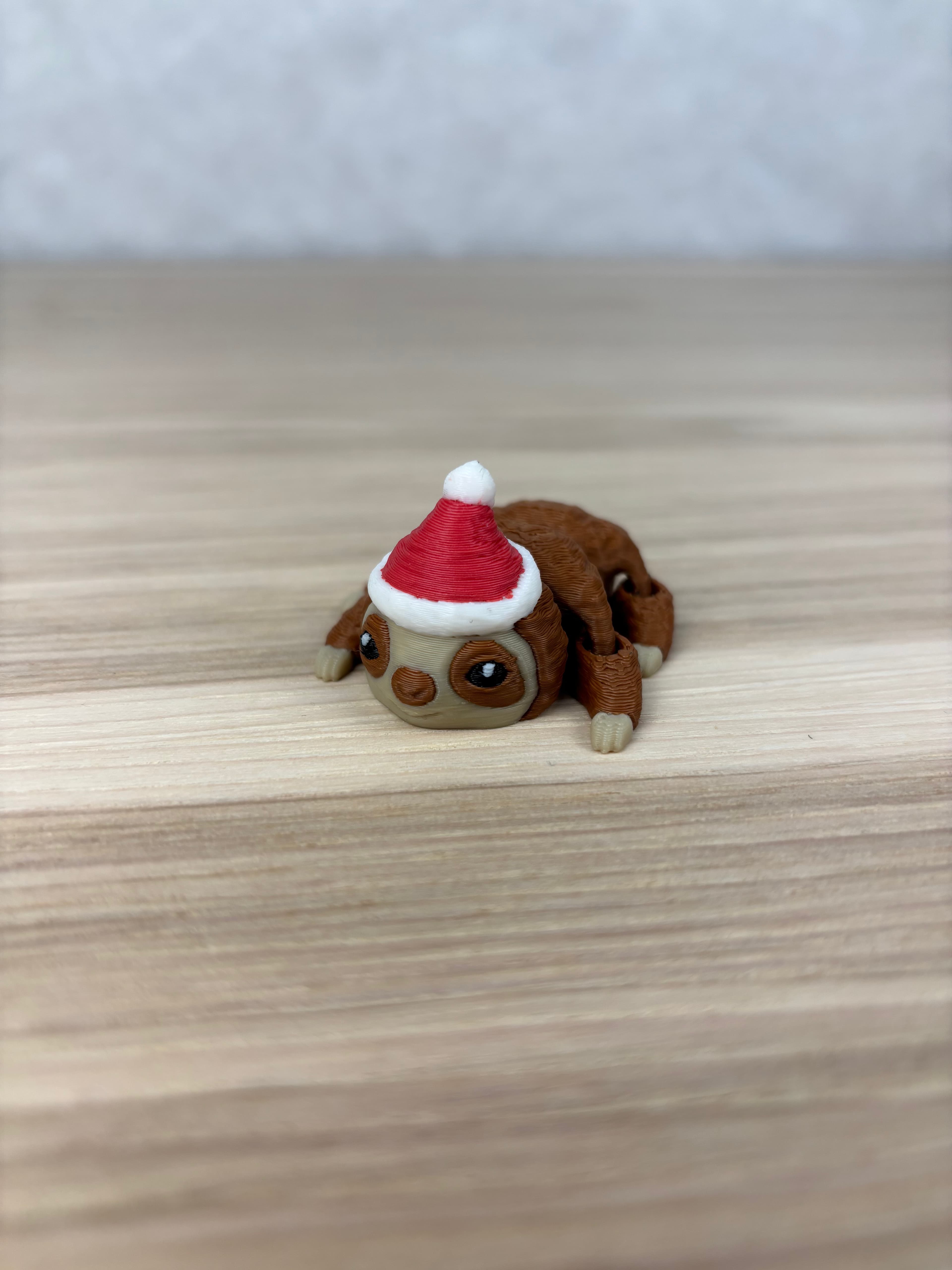 Sloth with Christmas Hat 3d model