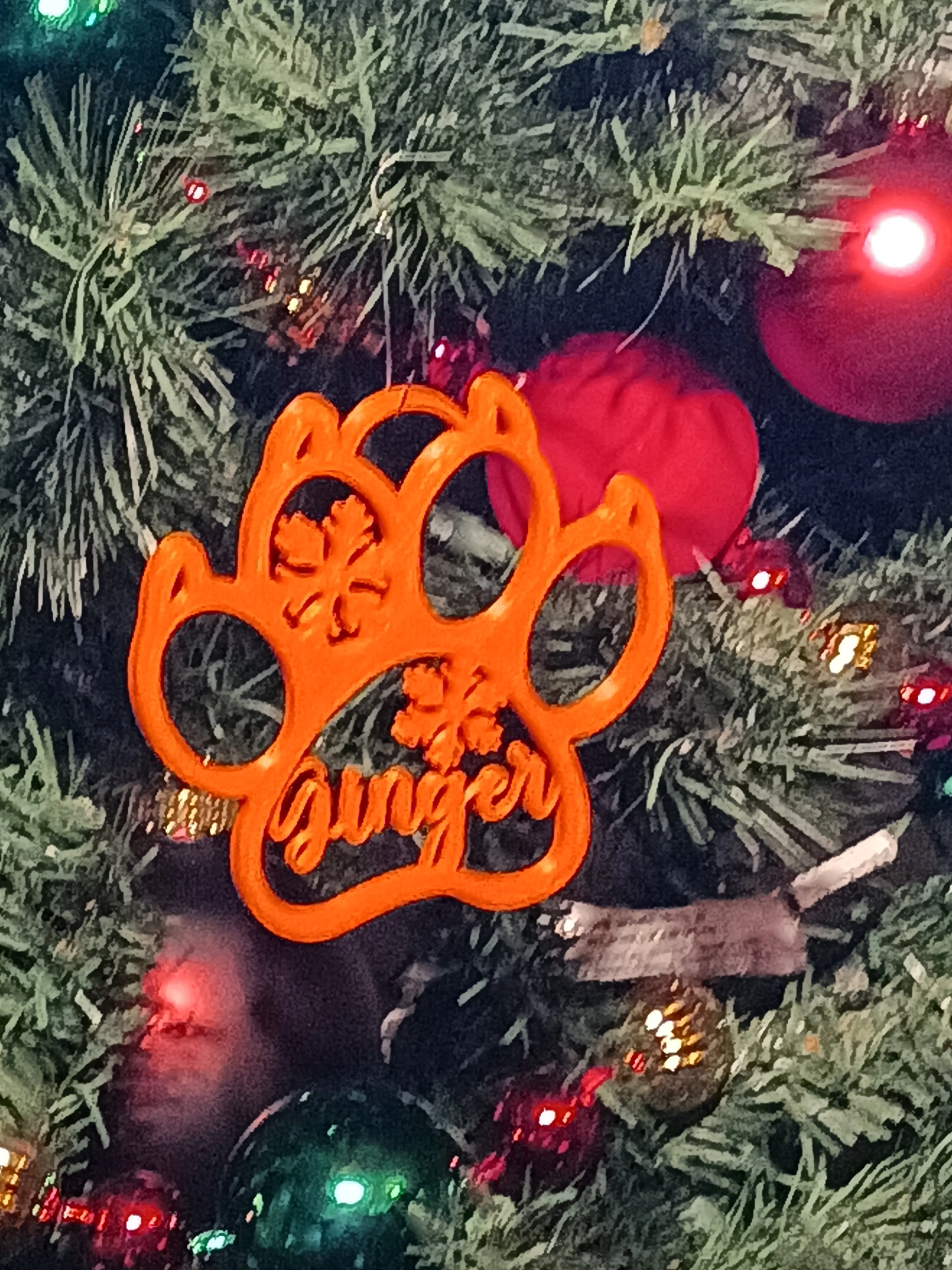 Ginger Pet Cat Paw Print Christmas Ornament Decoration 3d model
