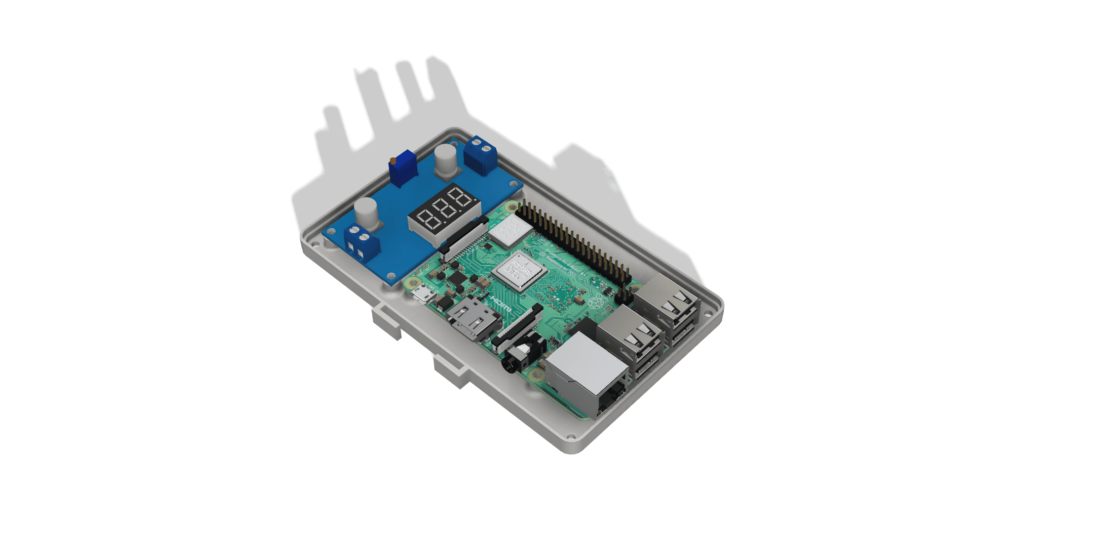 Raspberry Pi 3 Plus Case with Buck Converter (Ender 3, 3 Pro, 3 V2) 3d model