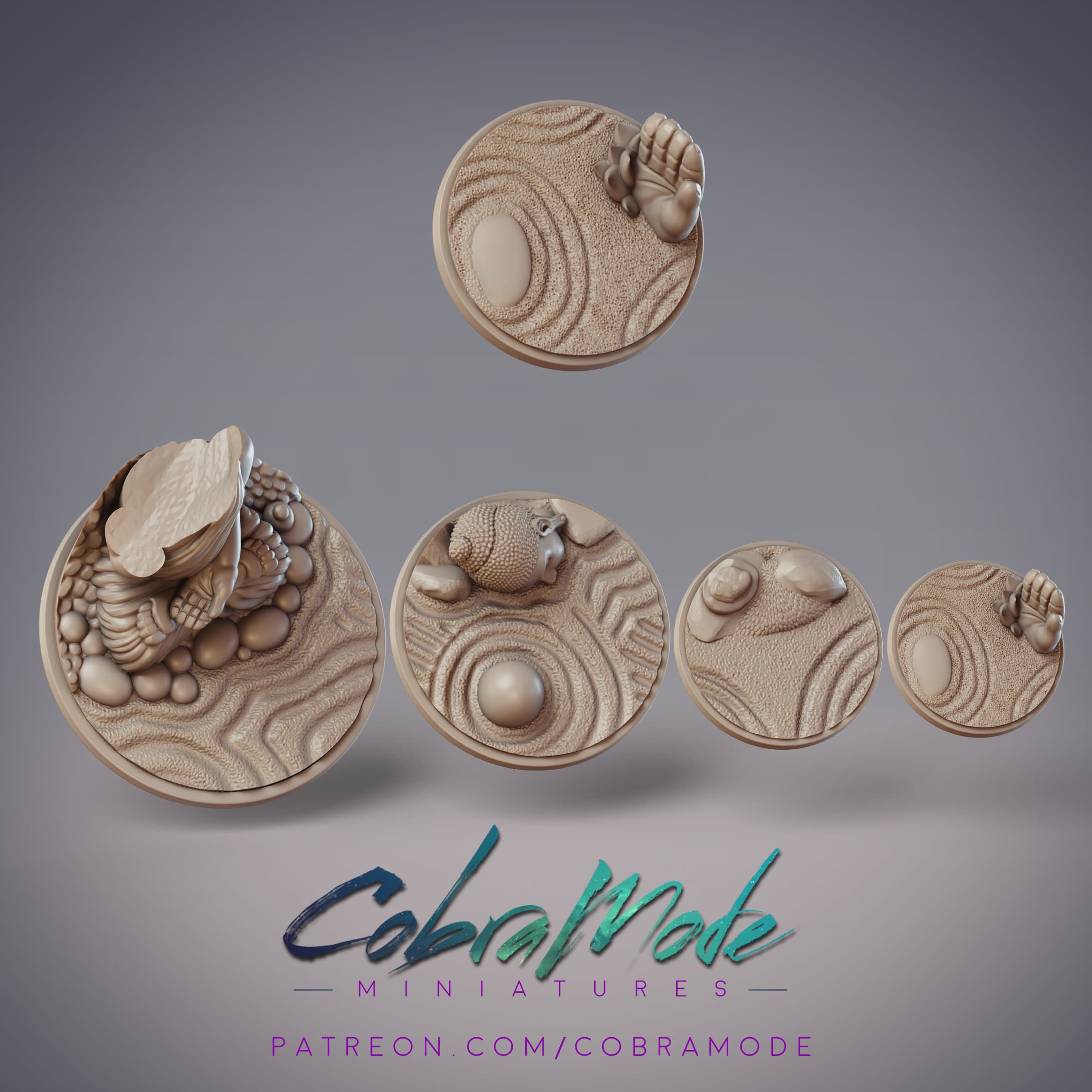 Zen Garden Base Pack (4pcs) 3d model