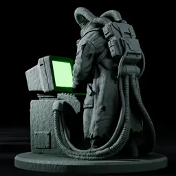 Classified Cyber-Chort Terminal - Heavy Sci-Fi Objective Marker STL 3d model